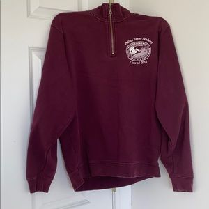 Maroon Exeter Academy quarter zip sweatshirt
